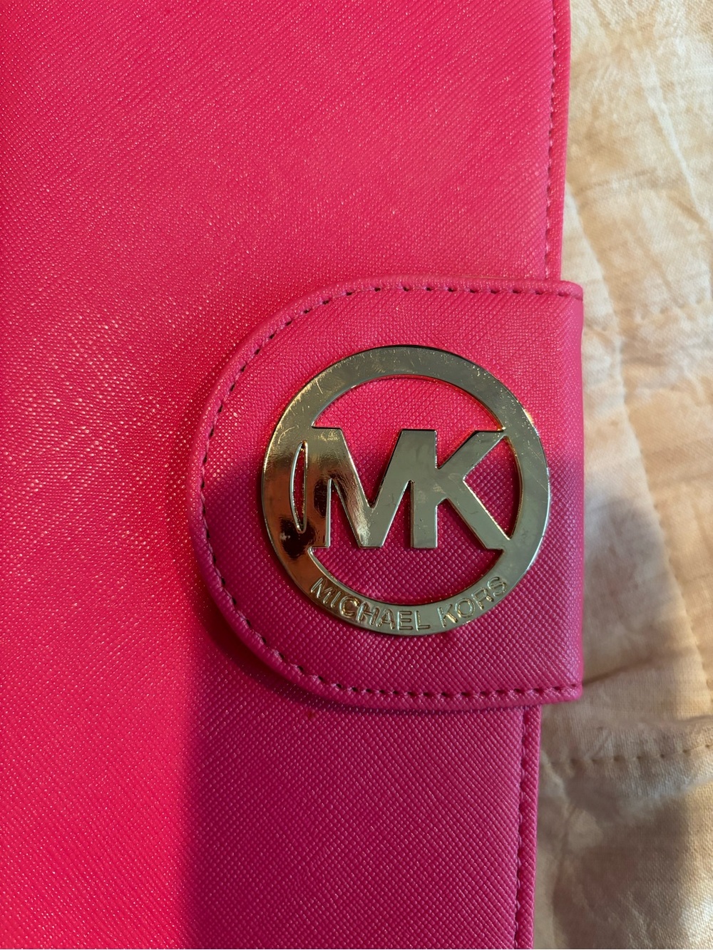 Michael Kors Bright Pink MK Logo Snap Wallet